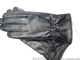 厂家直销，批发订做女式羊皮手套，蝴蝶款，真皮手套。